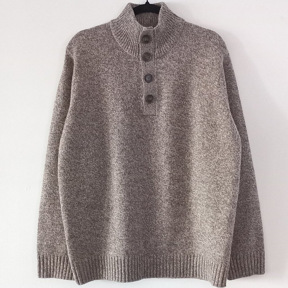 M&S MAN  button collar funnel neck henley style sweater